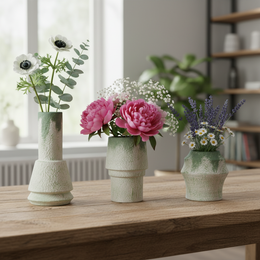 Modern Textured Ceramic Vase Set