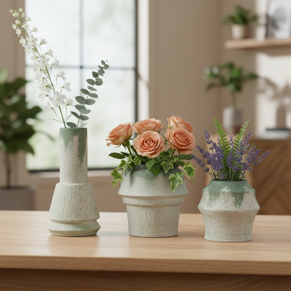 Modern Textured Ceramic Vase Set