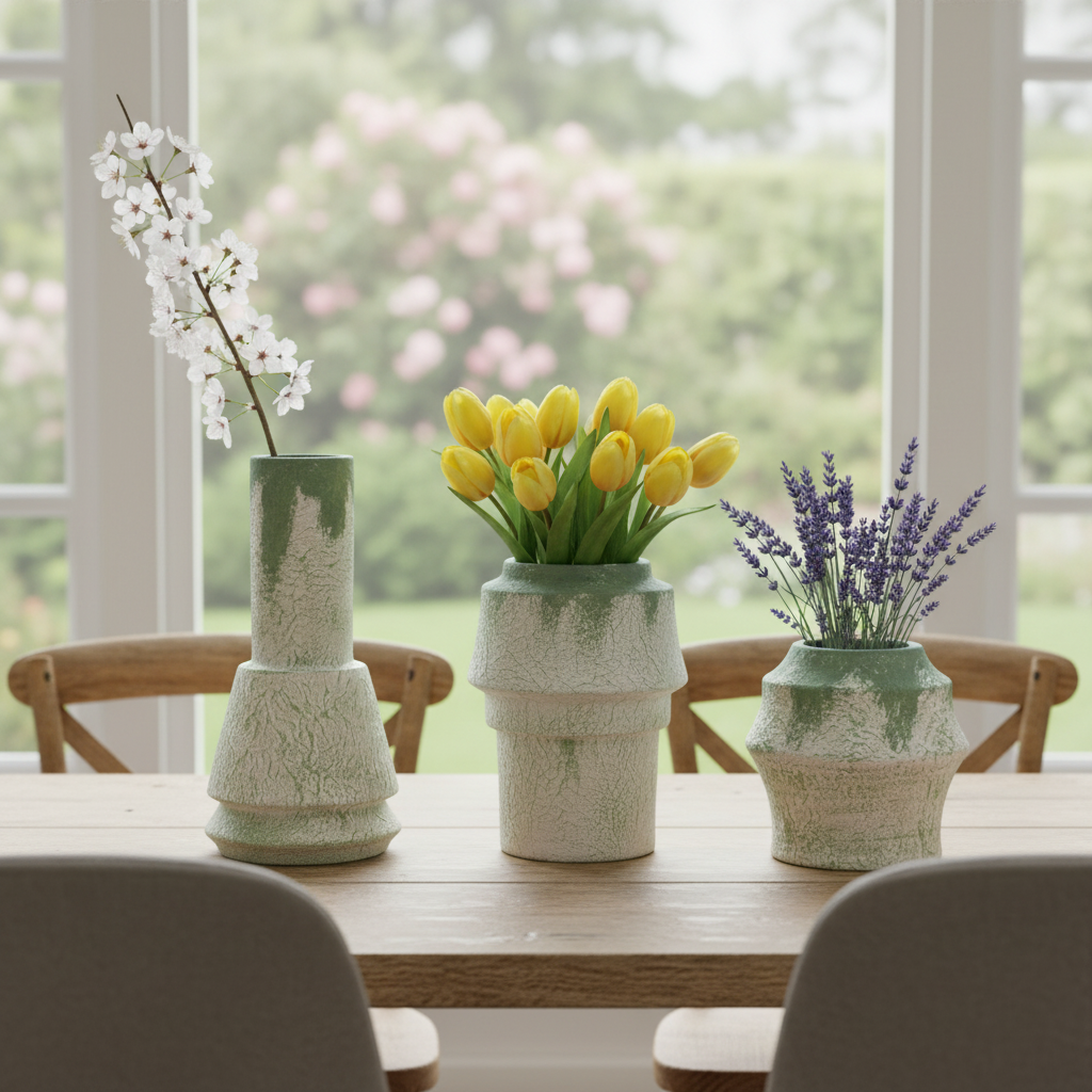 Modern Textured Ceramic Vase Set