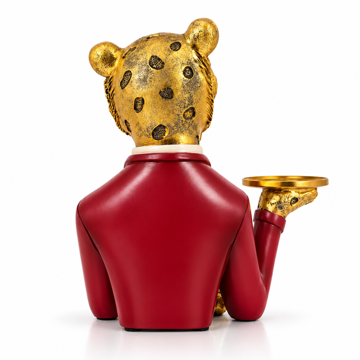 Golden Leopard Decorative Tray Showpiece – Red