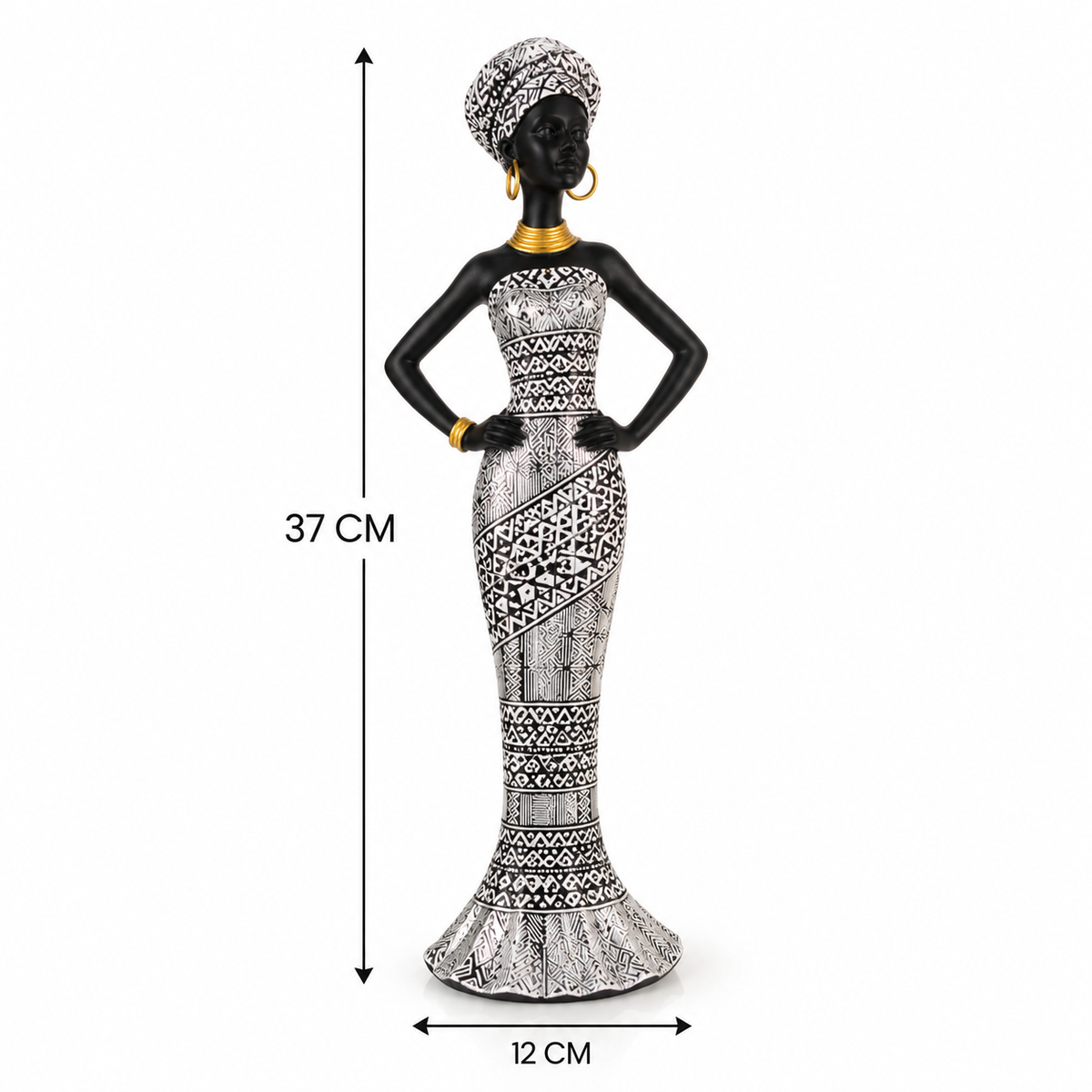African Lady Tribal Polyresin Showpiece