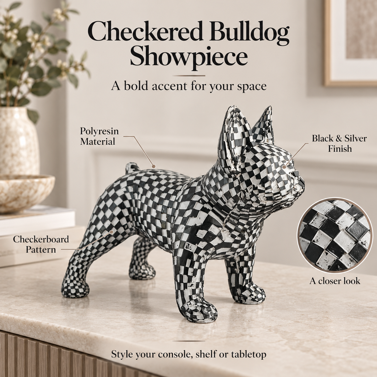 Black & White Checkered French Bulldog