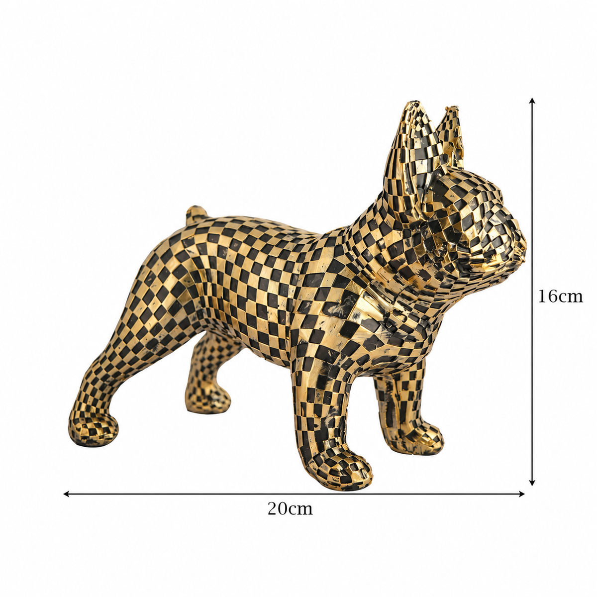 Black & Gold Checkered French Bulldog Showpiece