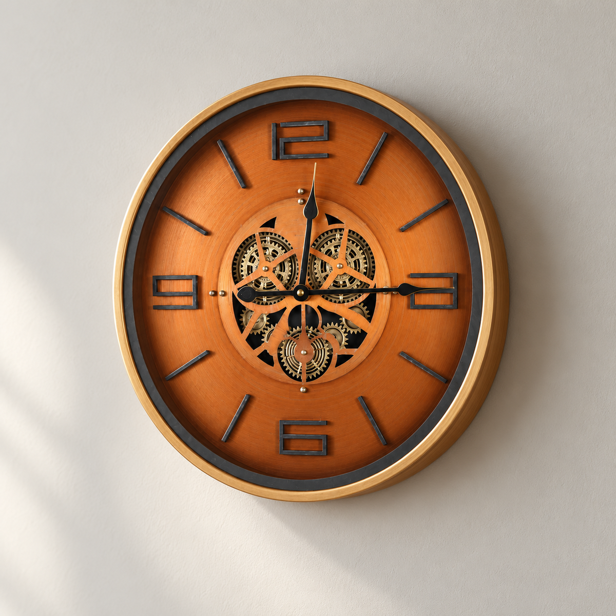 Amber Gearwork Statement Wall Clock