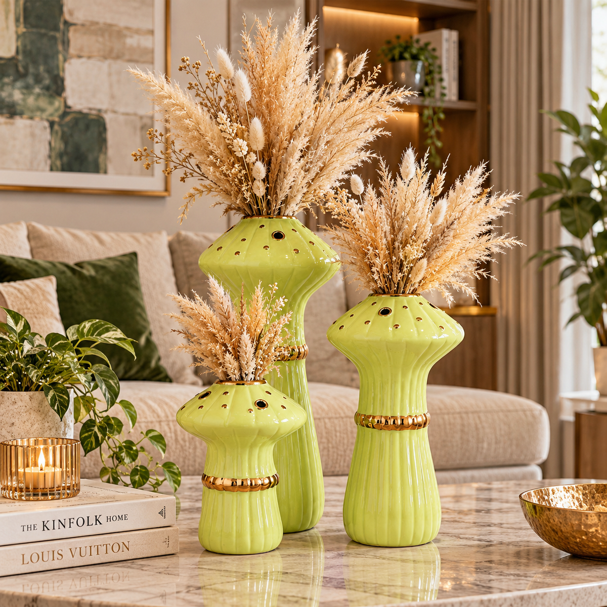 Botanica Fluted Mushroom Ceramic Vase