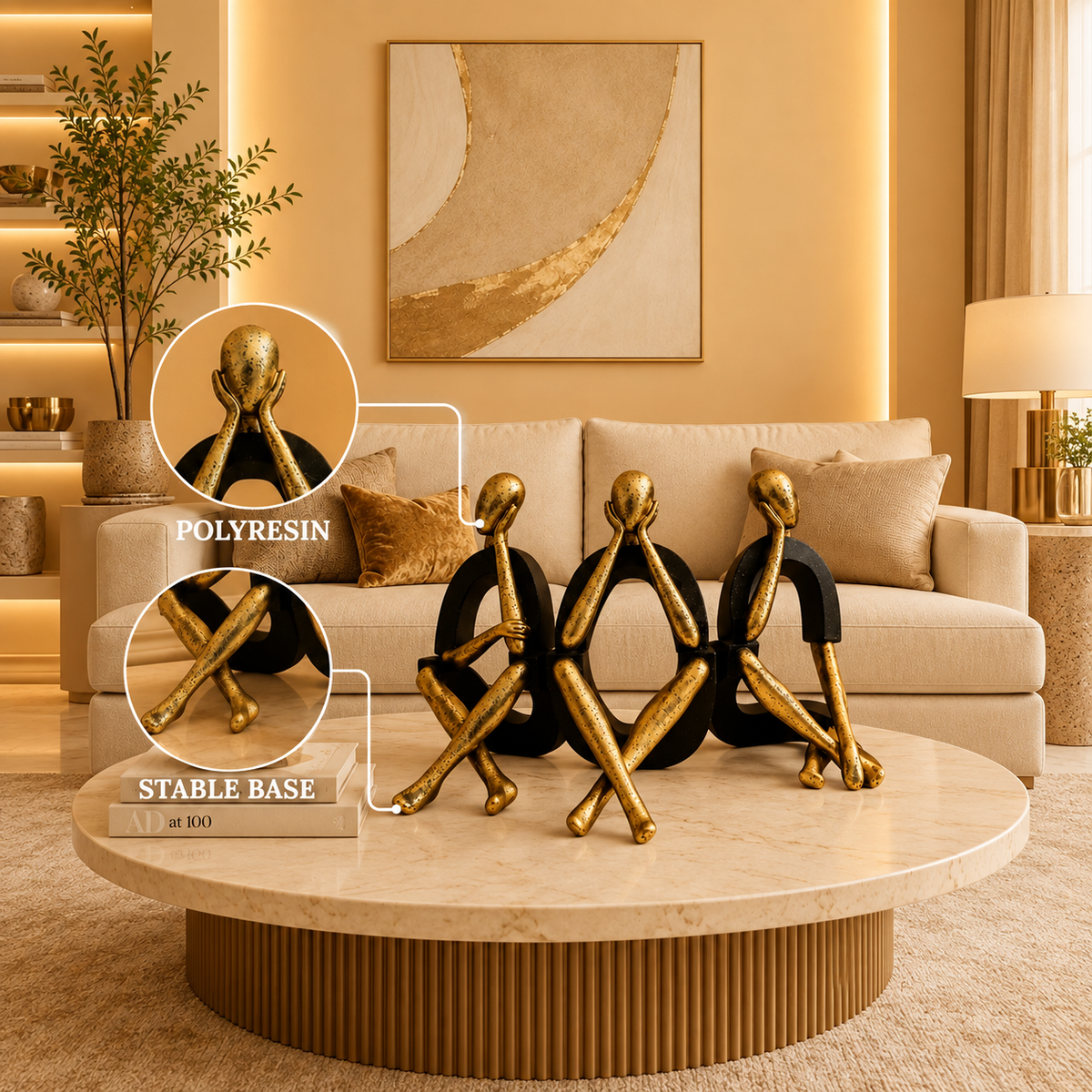 Three Wise Men Showpiece Set of 3 – Black & Gold
