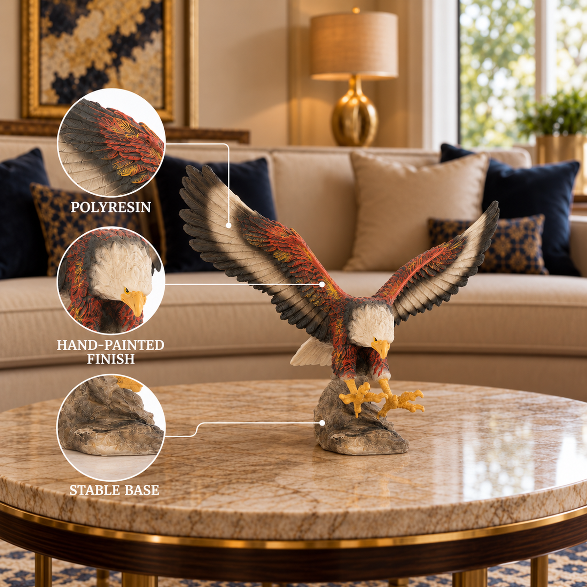 Majestic Flying Eagle Polyresin Showpiece with Spread Wings