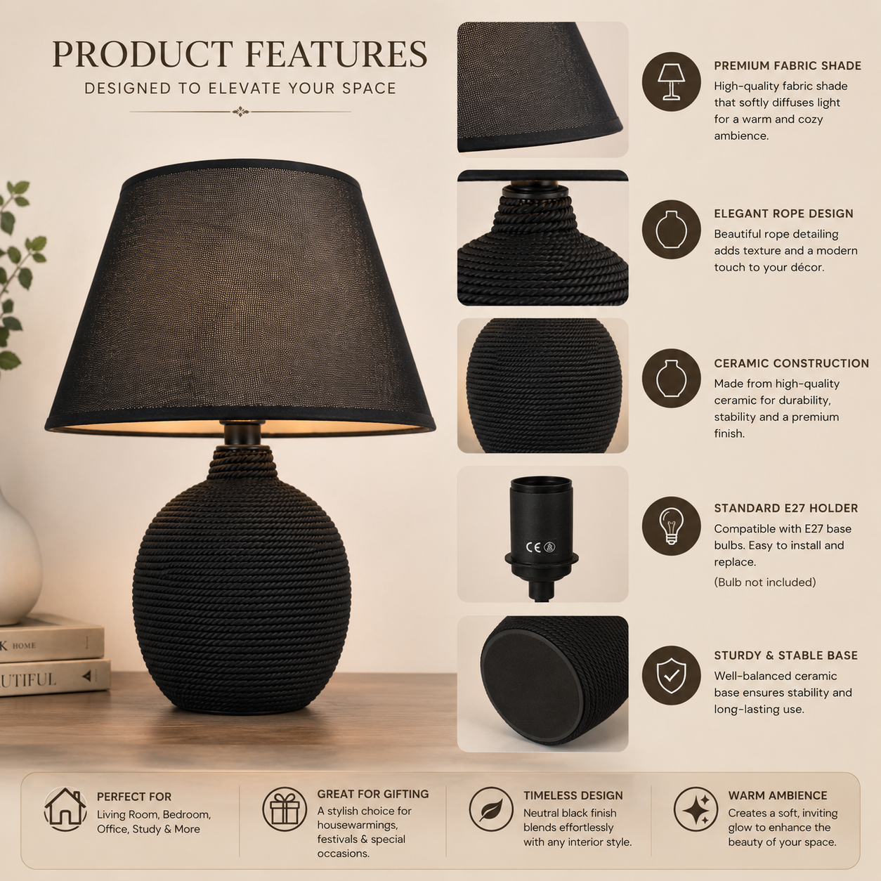 BLACK ROPE LAMP