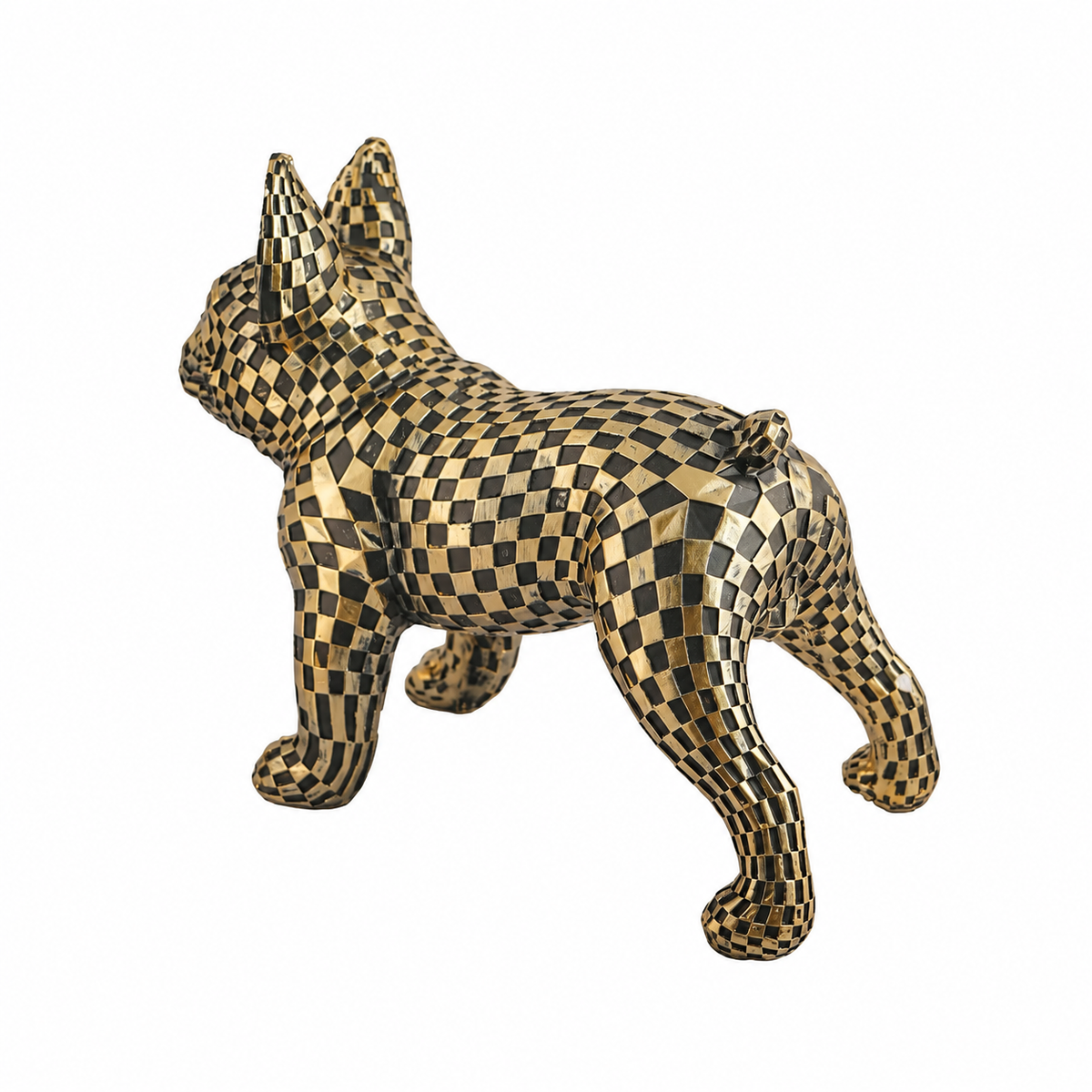 Black & Gold Checkered French Bulldog Showpiece