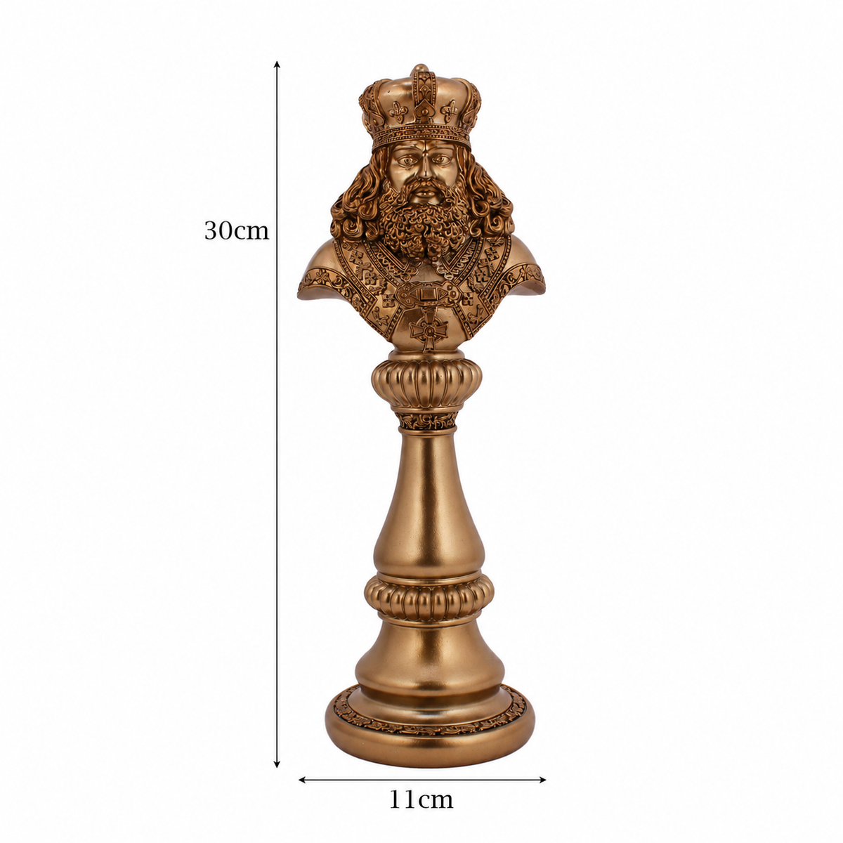 Royal Chess King, Queen & Knight Sculptures in Antique Bronze Finish