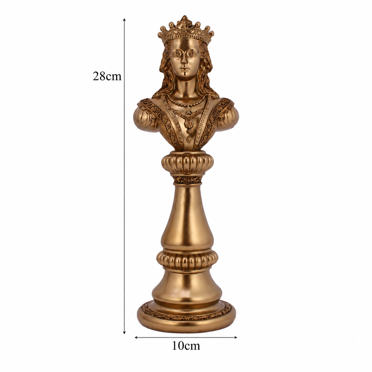 Royal Chess King, Queen & Knight Sculptures in Antique Bronze Finish