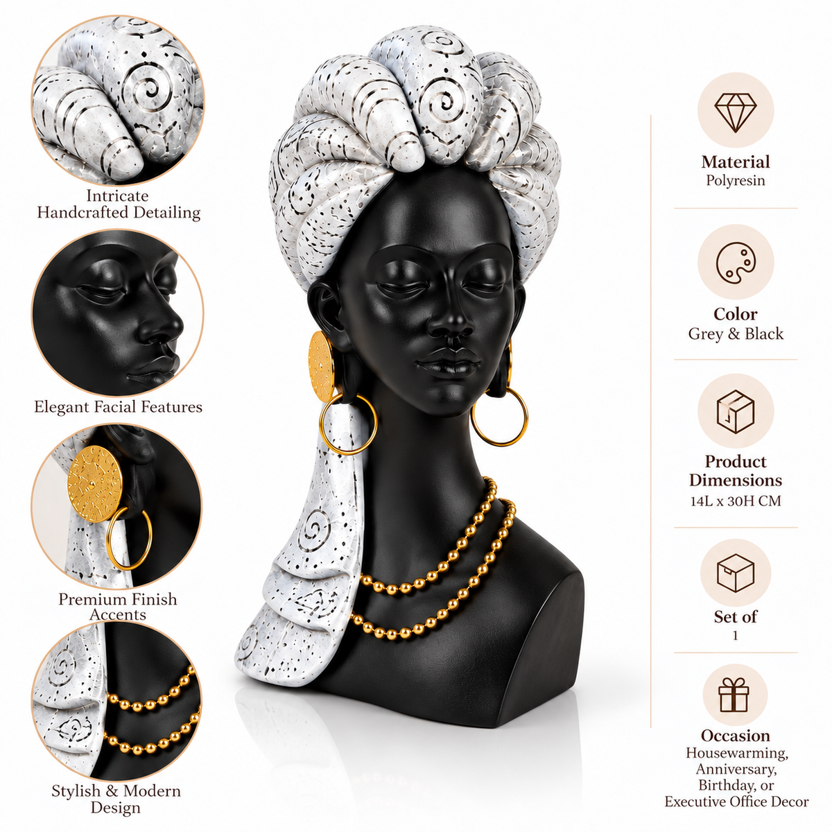African Lady Bust Showpiece