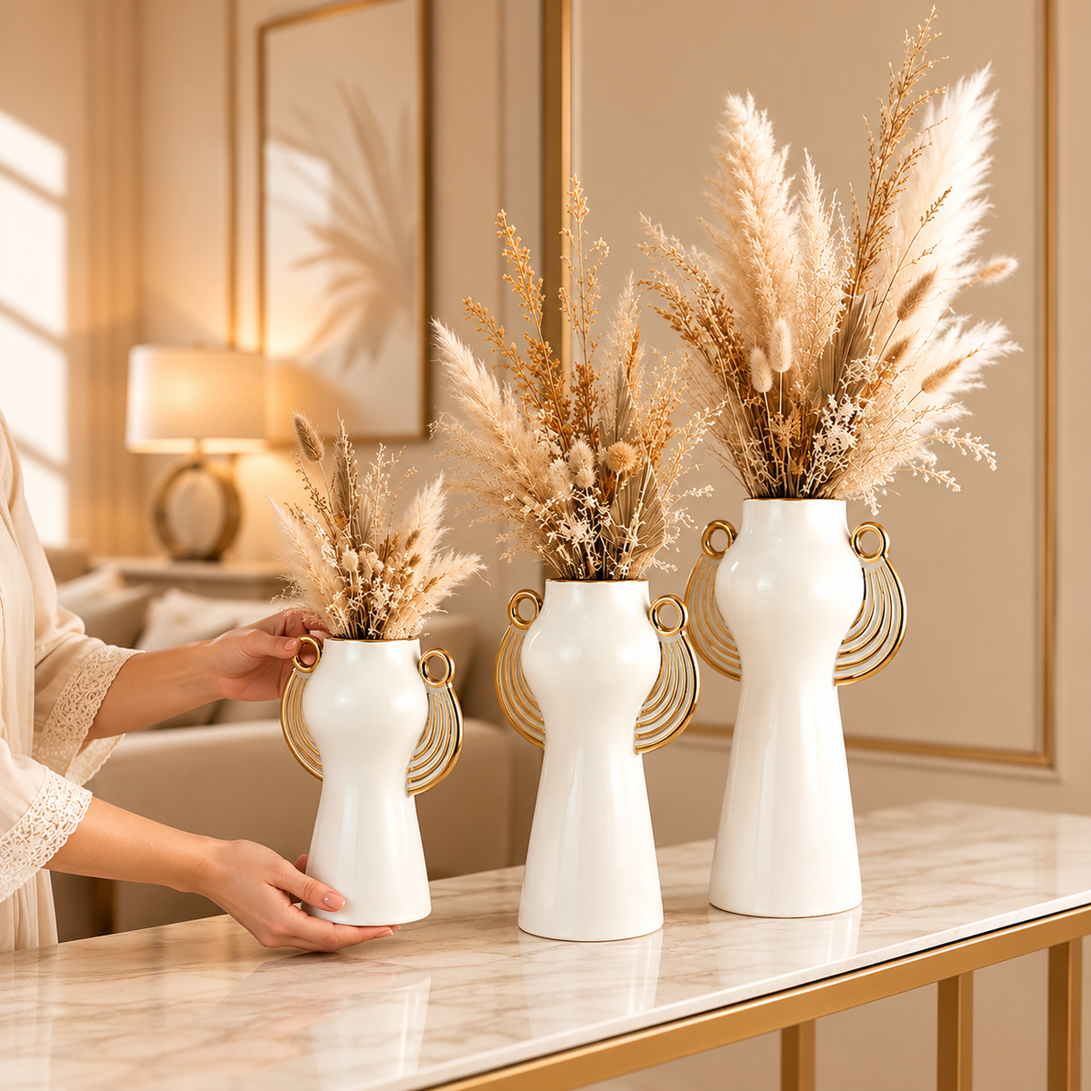 Aura Winged Ceramic Vase – Modern Glossy Finish