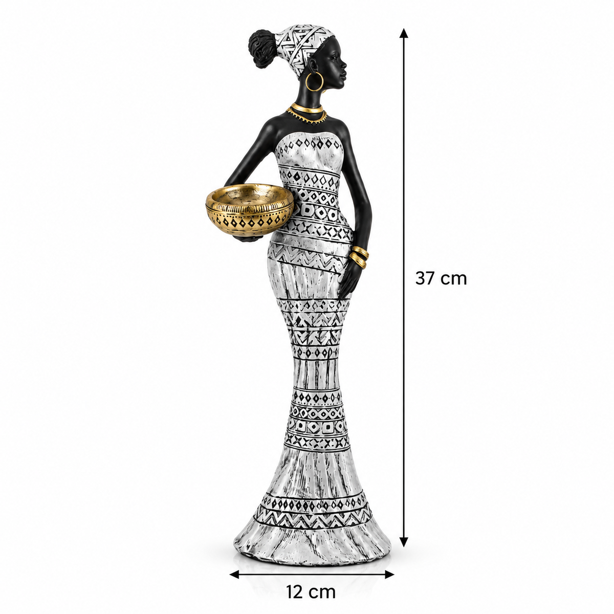 African Lady with Golden Bowl Showpiece