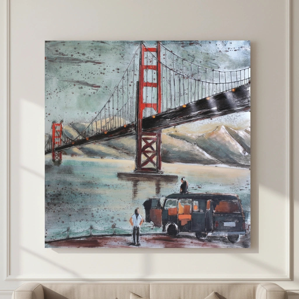 Elare Golden Gate Bridge 3D Metal Wall Art Painting