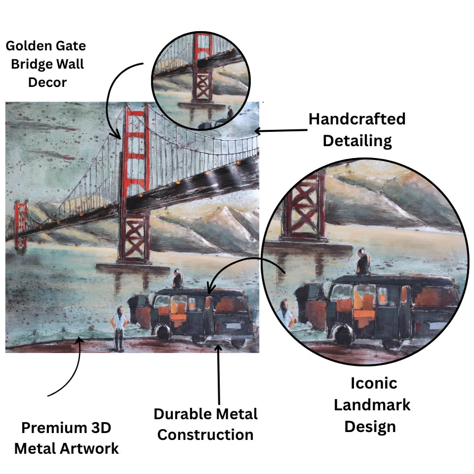 Elare Golden Gate Bridge 3D Metal Wall Art Painting