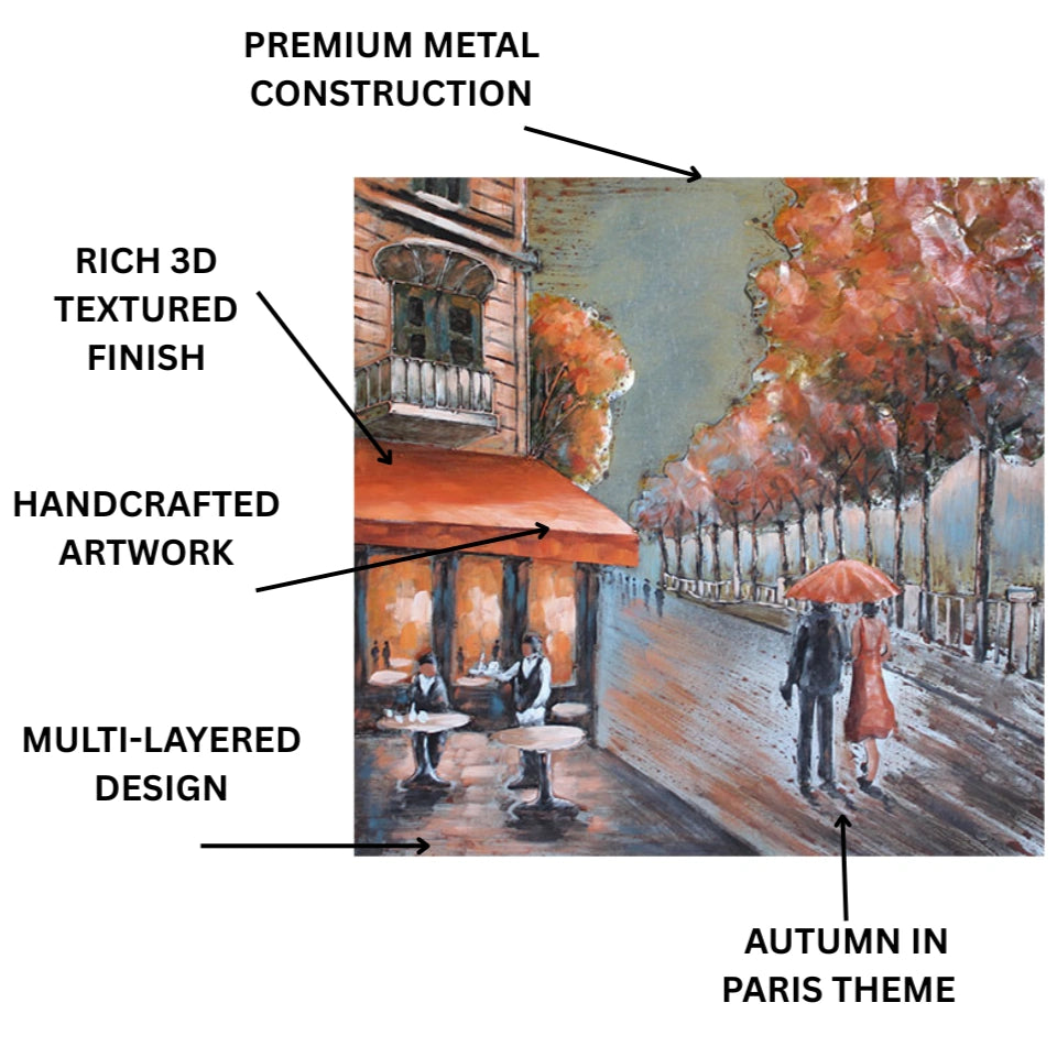 Elare Autumn in Paris 3D Metal Wall Art Painting