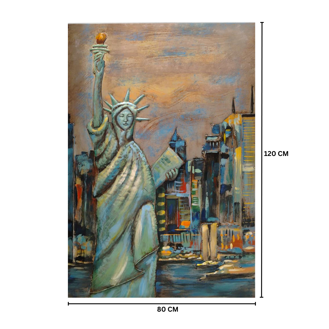 Statue of Liberty with Skyline Metal Wall Art