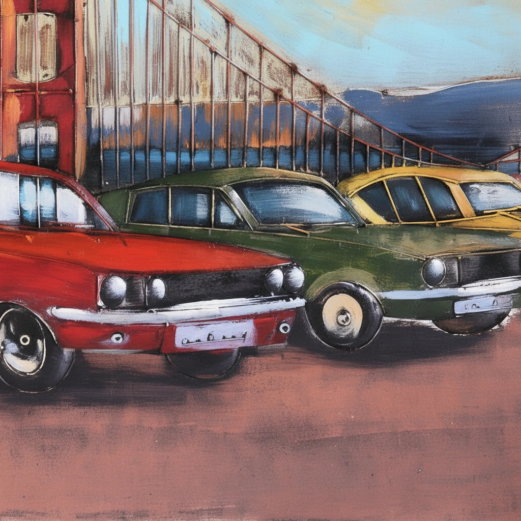 Vintage Muscle Cars 3D Metal Wall Art Painting