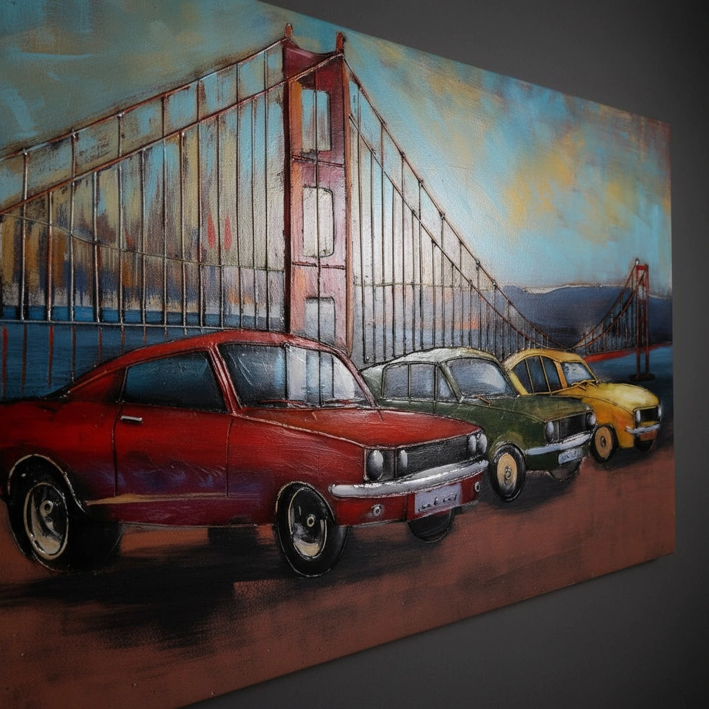 Vintage Muscle Cars 3D Metal Wall Art Painting