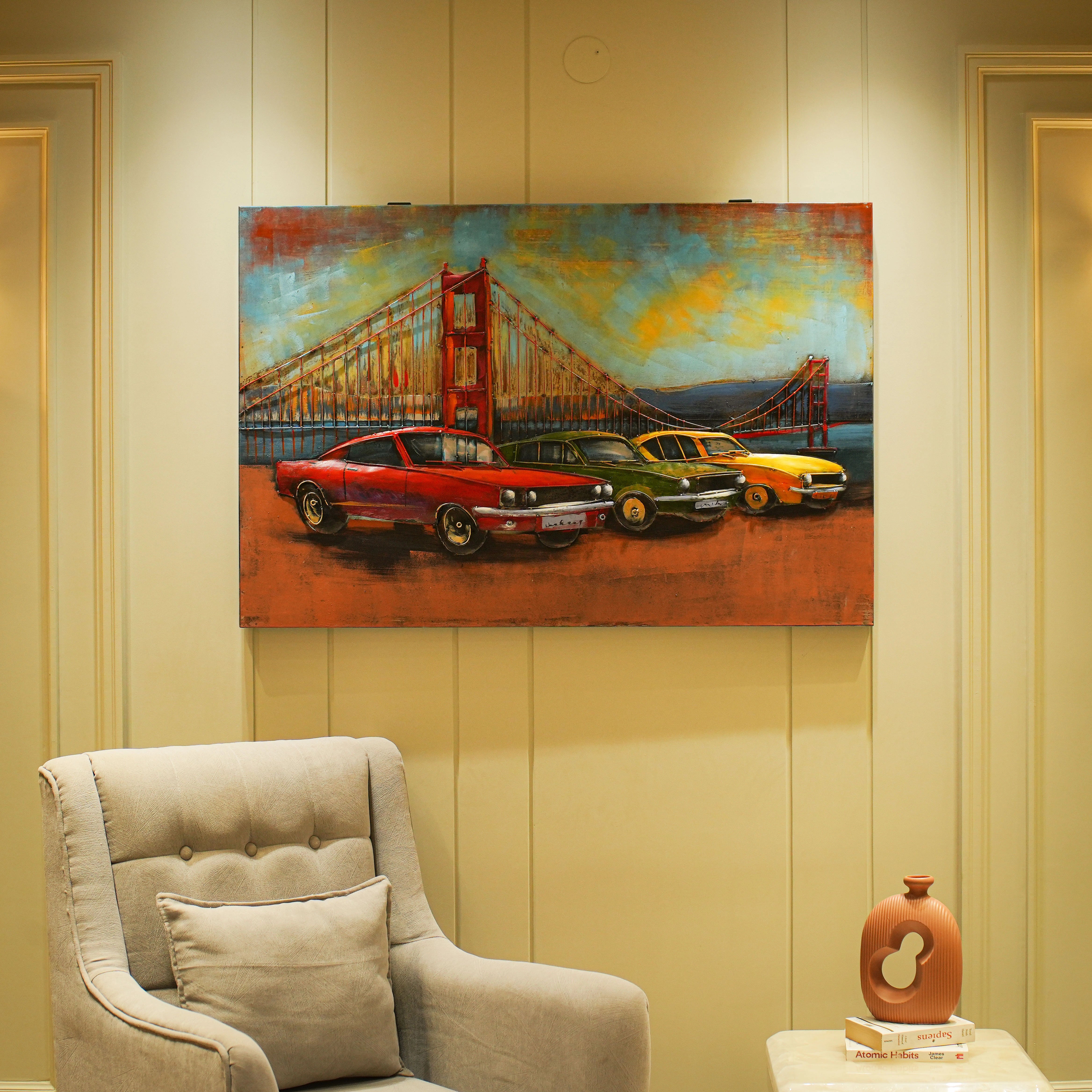 Vintage Muscle Cars 3D Metal Wall Art Painting