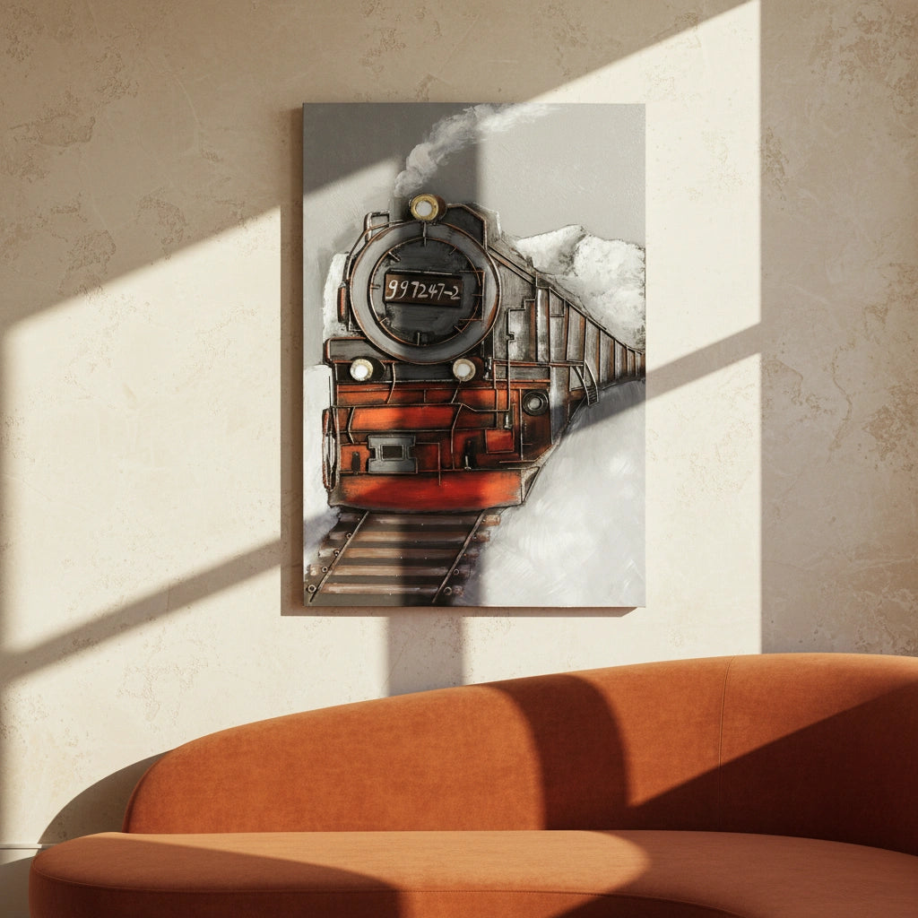 Elare Vintage Steam Locomotive 3D Metal Wall Art