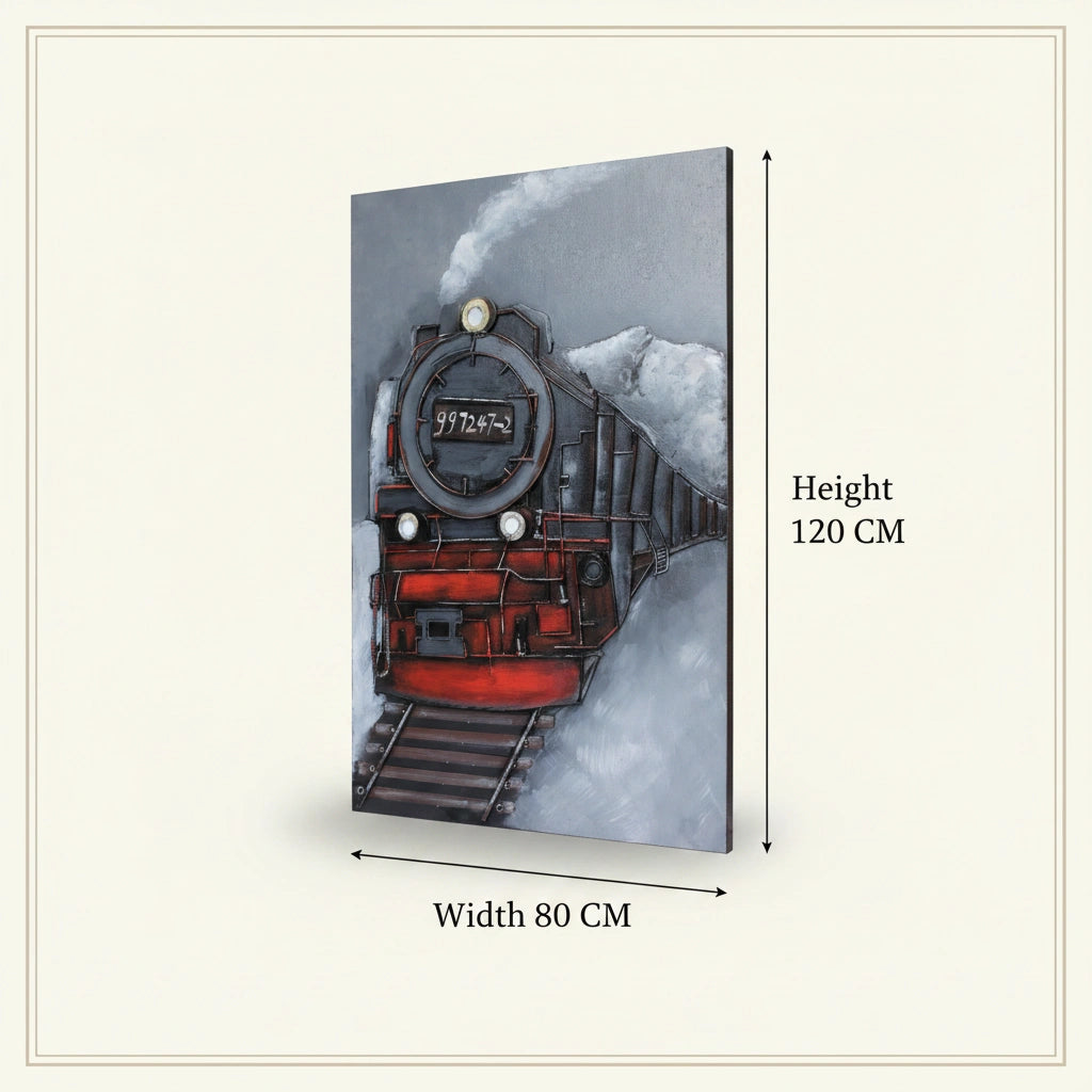 Elare Vintage Steam Locomotive 3D Metal Wall Art