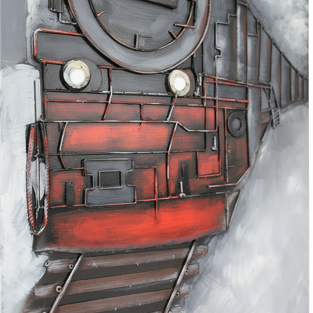 Elare Vintage Steam Locomotive 3D Metal Wall Art