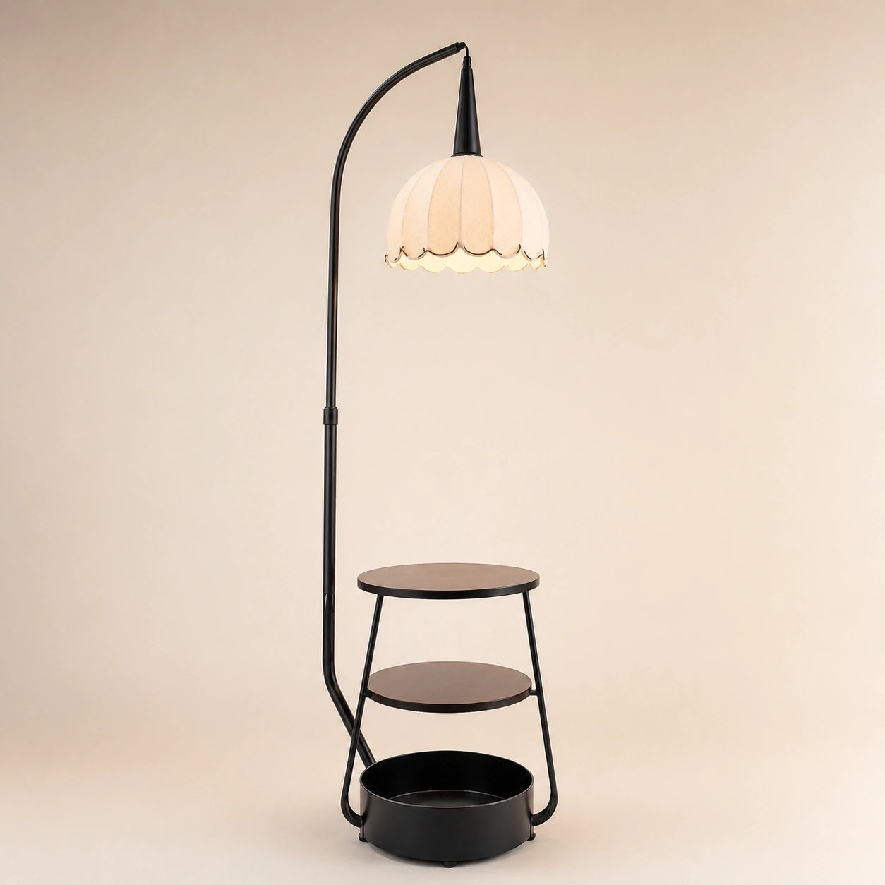 Elare Luxe Floor Lamp with Side Table & Storage Shelf