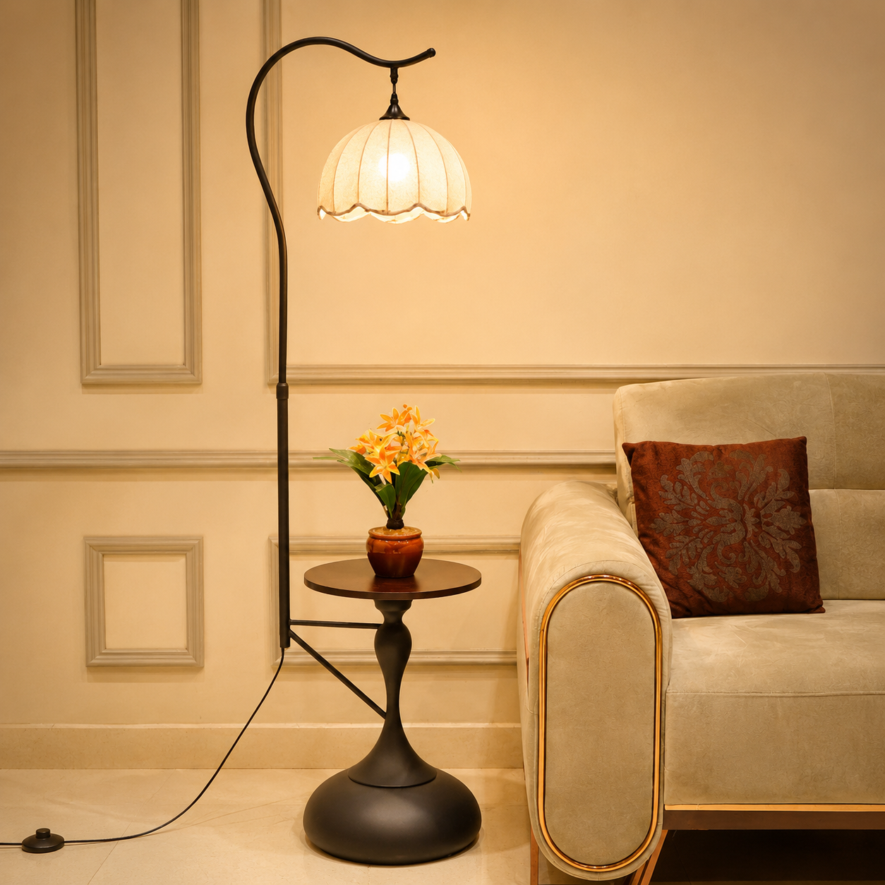 Elare Arc Floor Lamp with Side Table