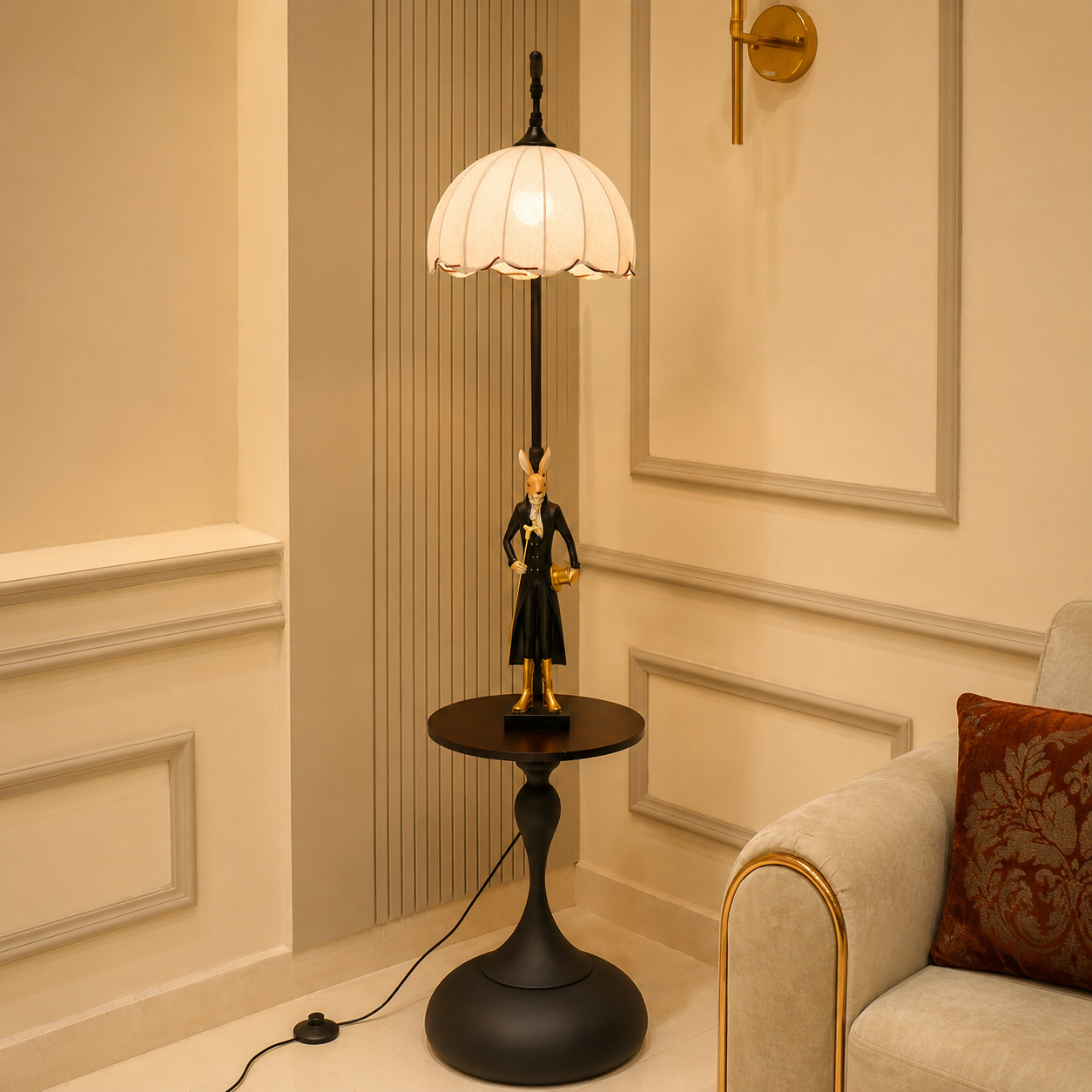 Elare Arc Floor Lamp with Side Table