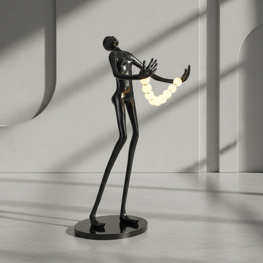 Noir Orbit Sculpture Floor Lamp