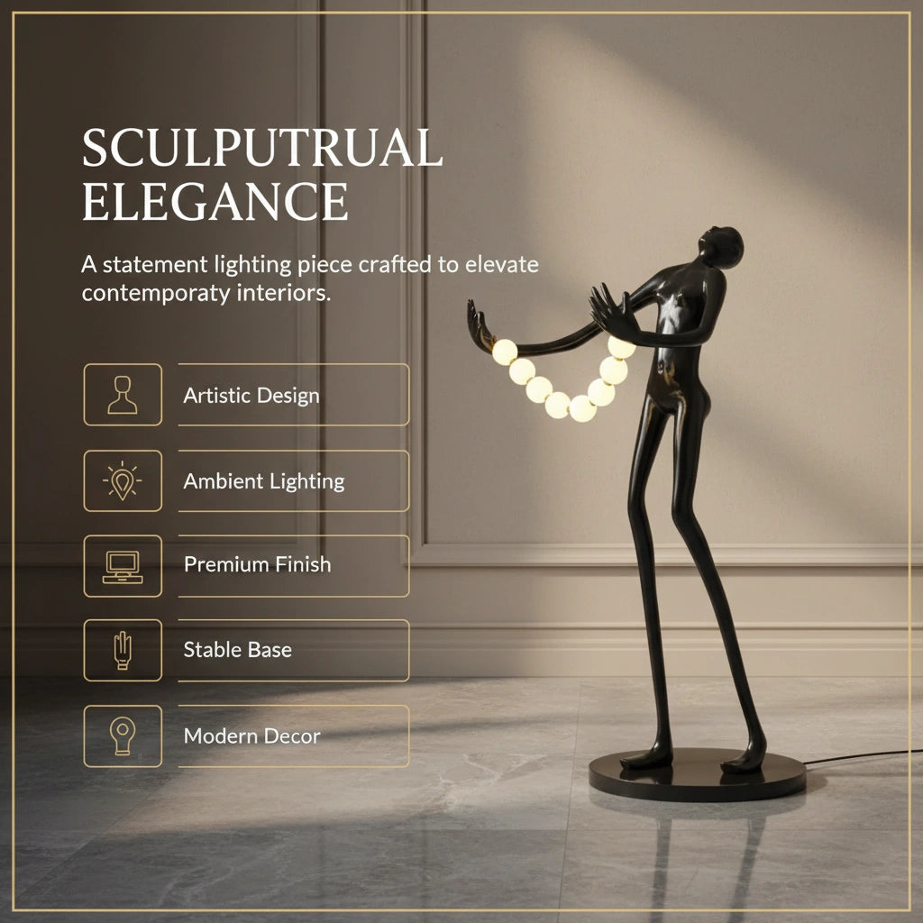 Noir Orbit Sculpture Floor Lamp