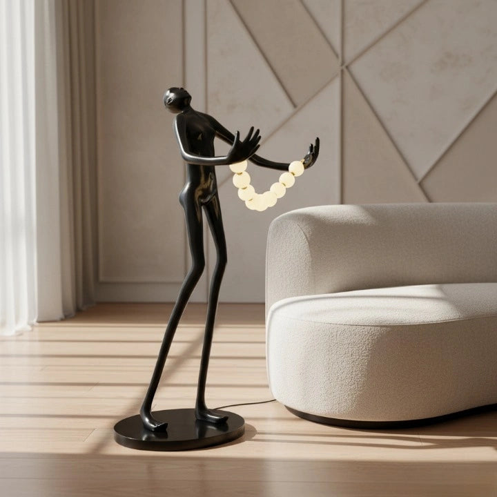 Noir Orbit Sculpture Floor Lamp