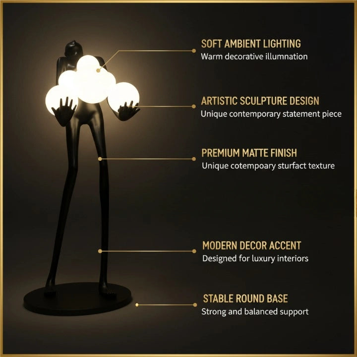 Modern Sculpture Floor Lamp with Frosted Globe Lights