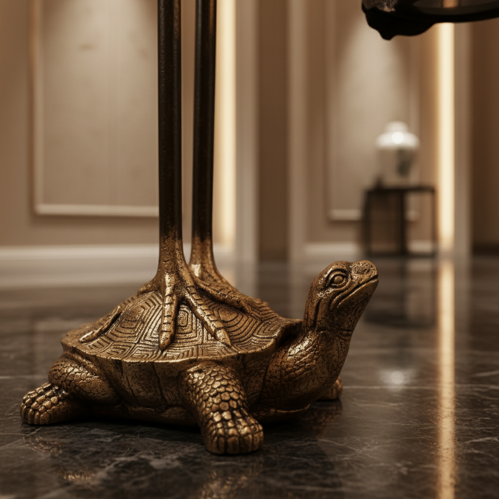 Imperial Crane Sculpture Floor Lamp with Lantern Glow
