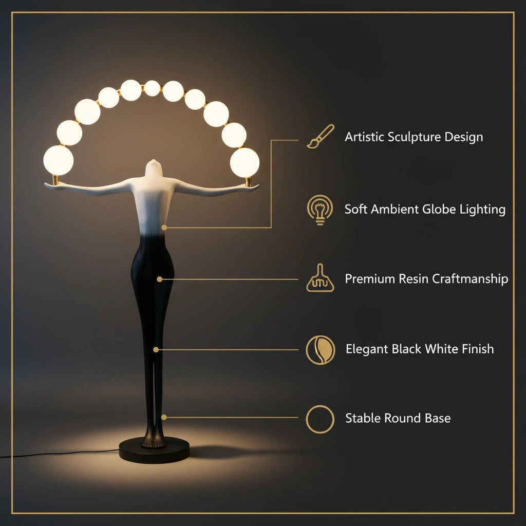 Modern Sculpture Floor Lamp with Globe Lights