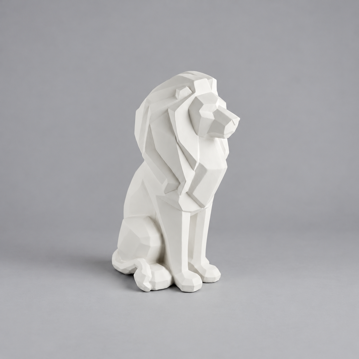 Geometric Sitting Lion Polyresin Showpiece for Living Room