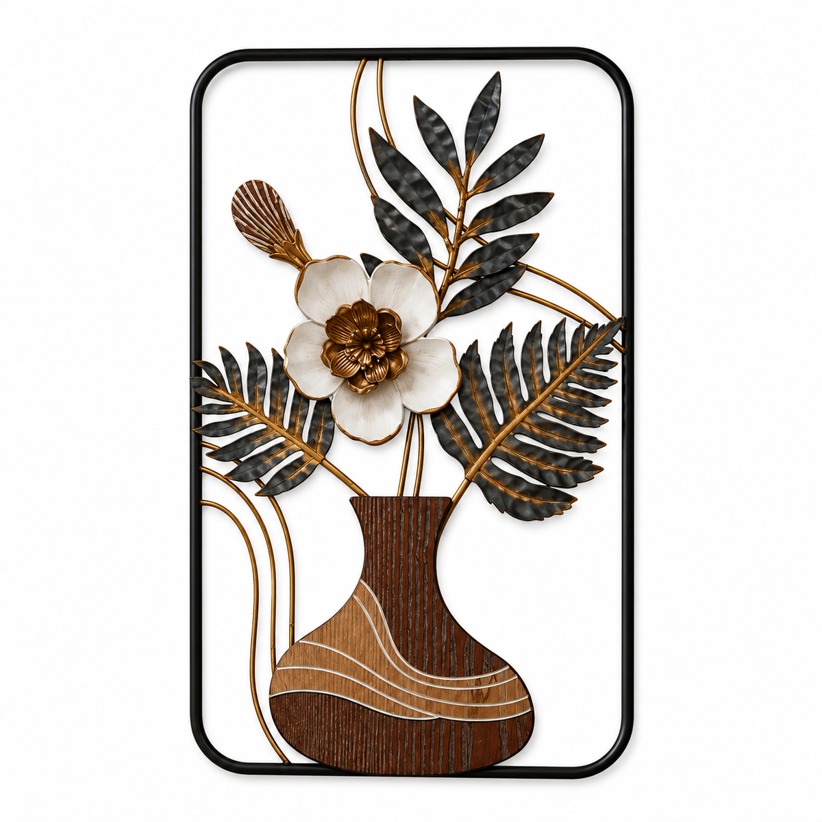 Floral Vase Metal Wall Art