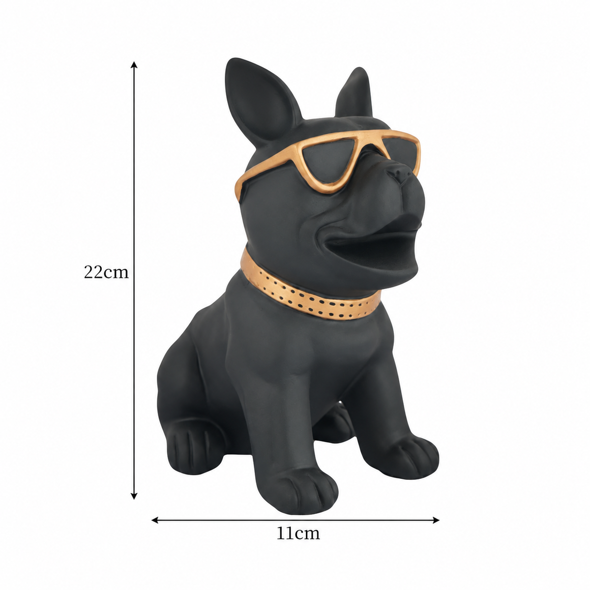 Gold Collar Accent, Matte Black Finish Dog Lover Showpiece