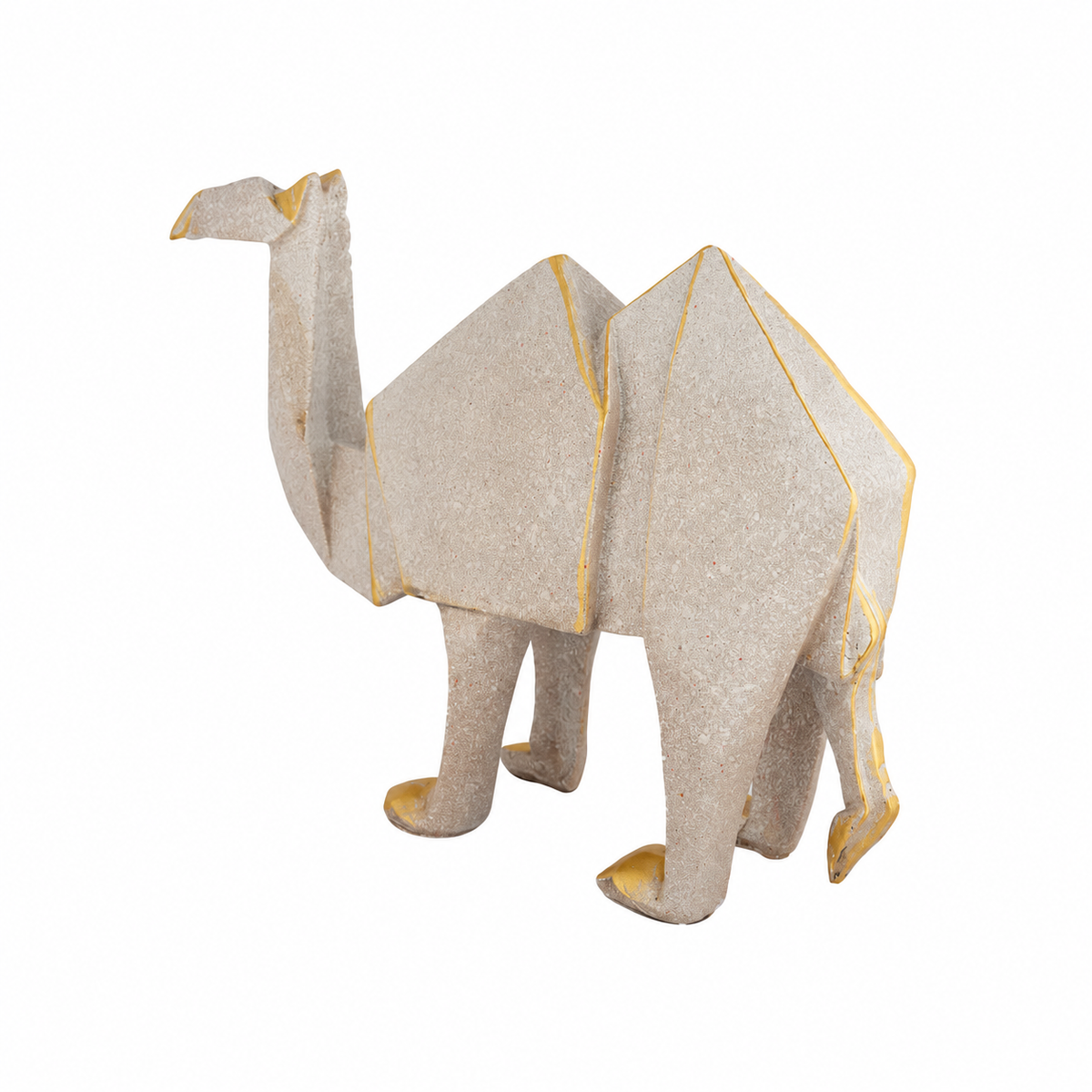 Geometric Origami Camel Polyresin Showpiece with Gold Accents