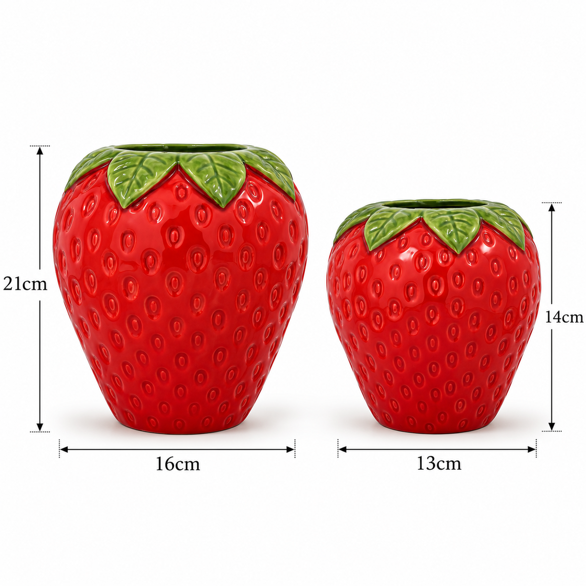 Red Strawberry-Shaped Ceramic Flower Vases – Set of 2