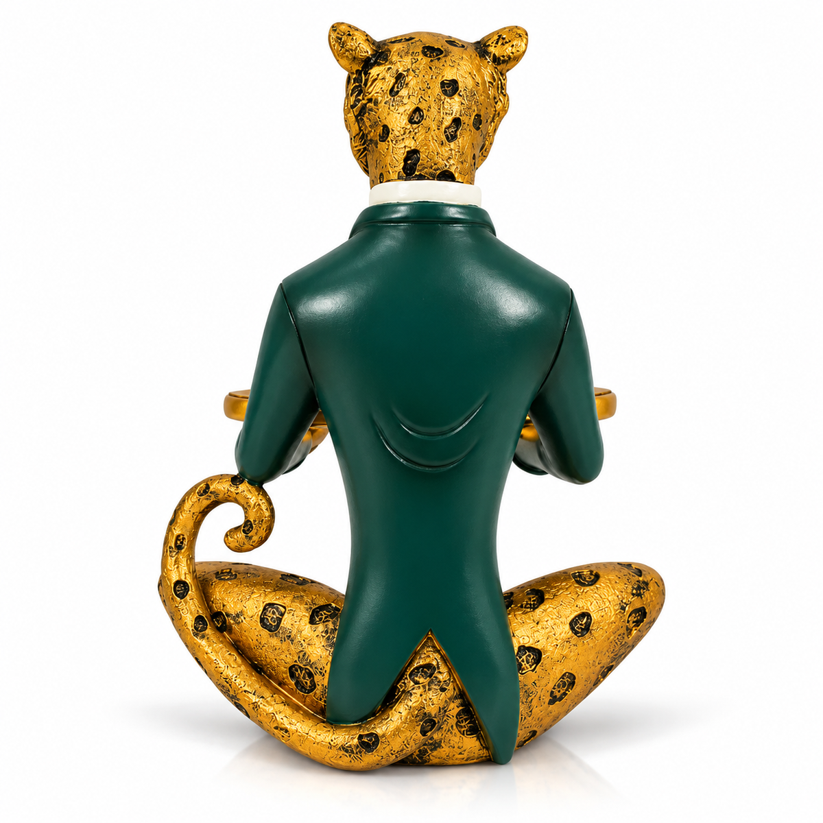Golden Leopard Decorative Tray Showpiece