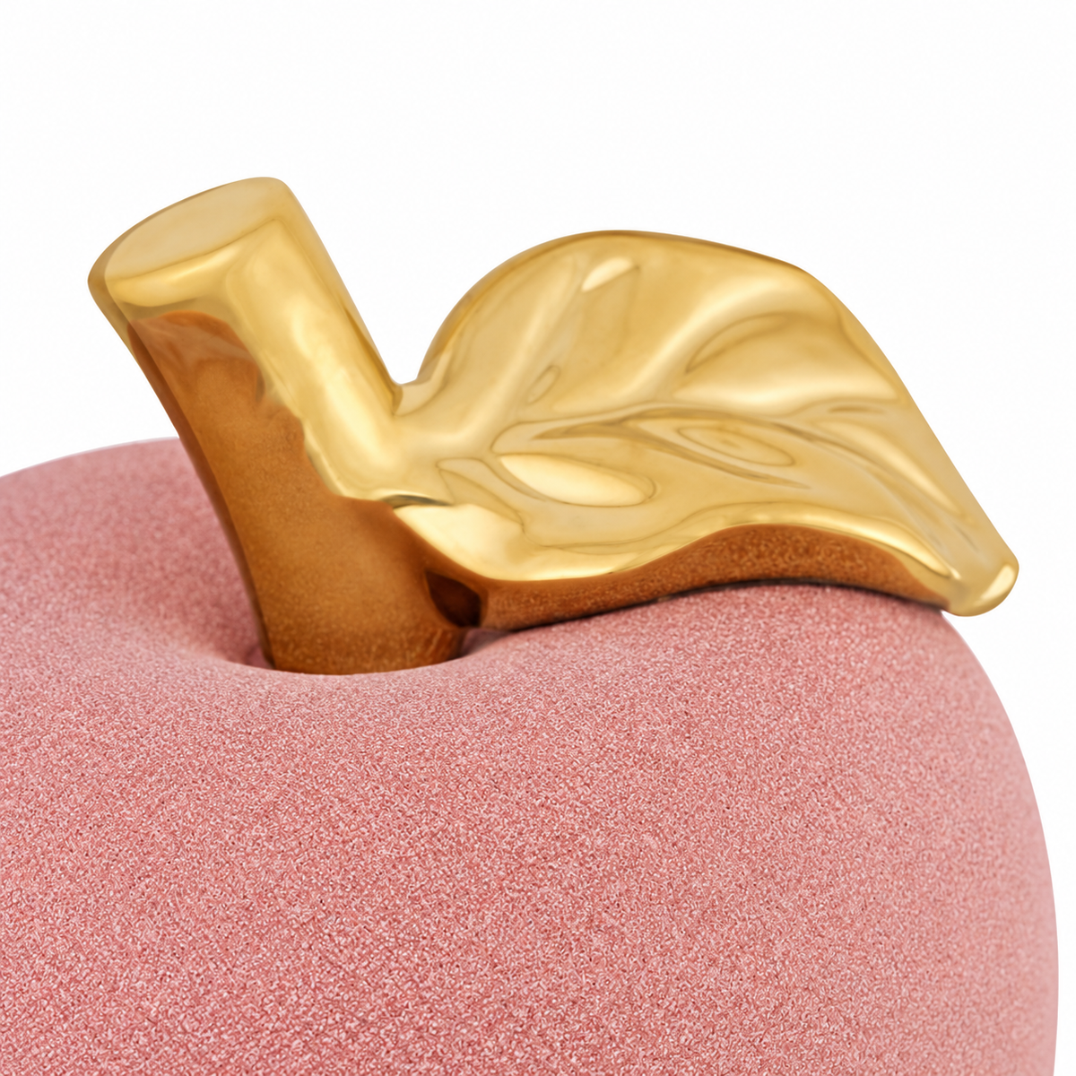 Golden Leaf Pink Luxe Apple Sculpture Made with Ceramic