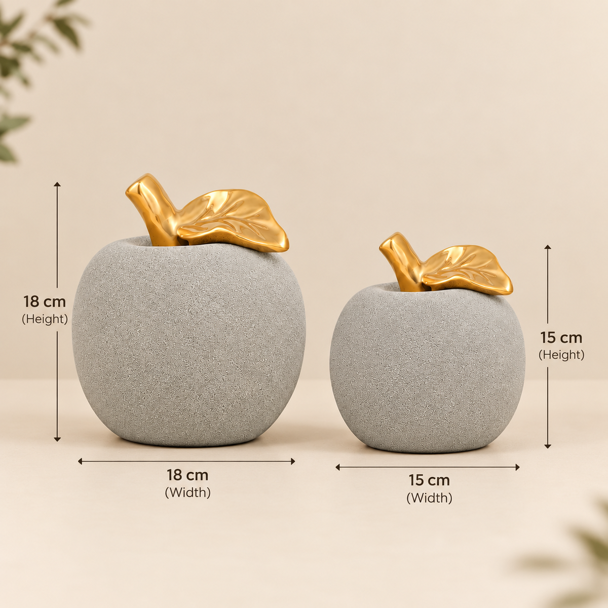 Blush Gold Luxe Grey Color Apple Sculpture