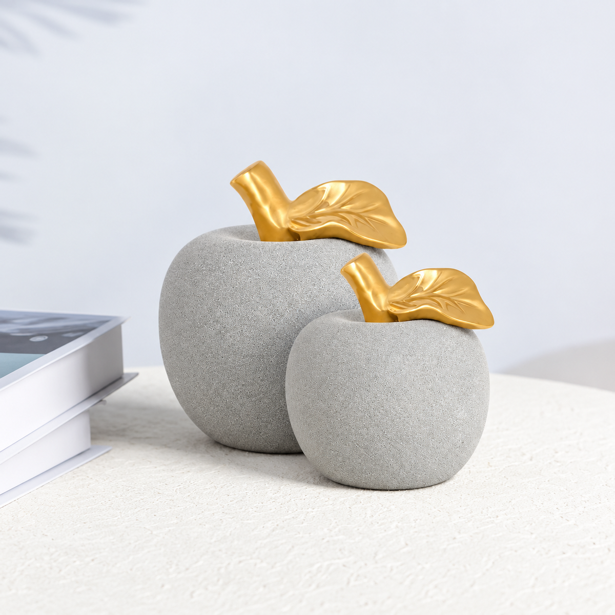 Blush Gold Luxe Grey Color Apple Sculpture