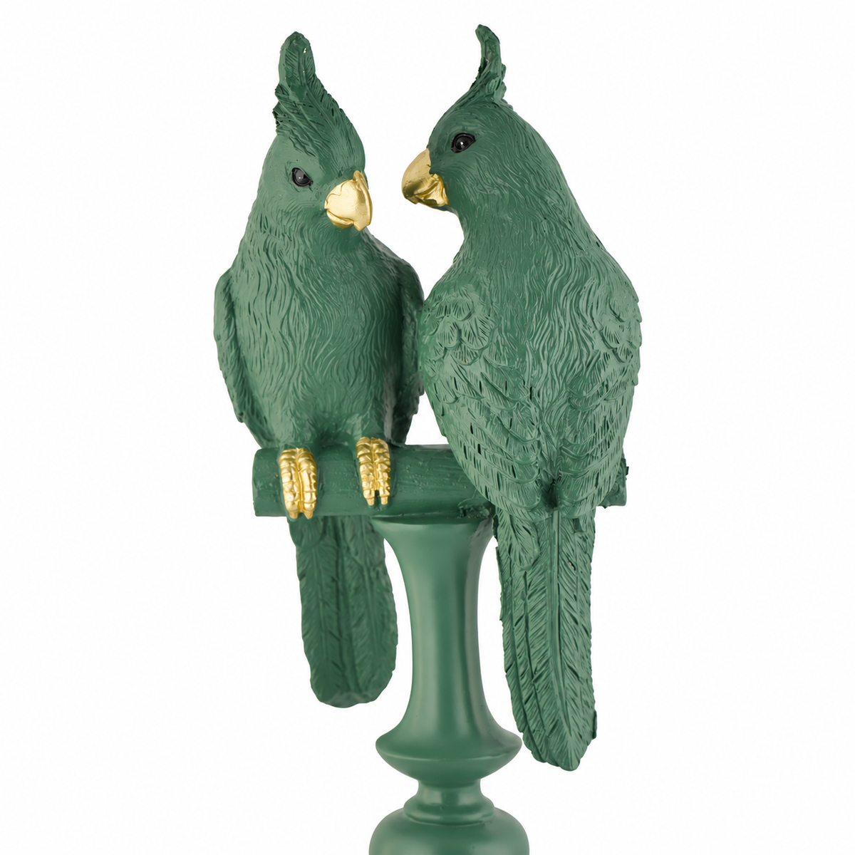 Parrot Couple Figurine on Pedestal Stand