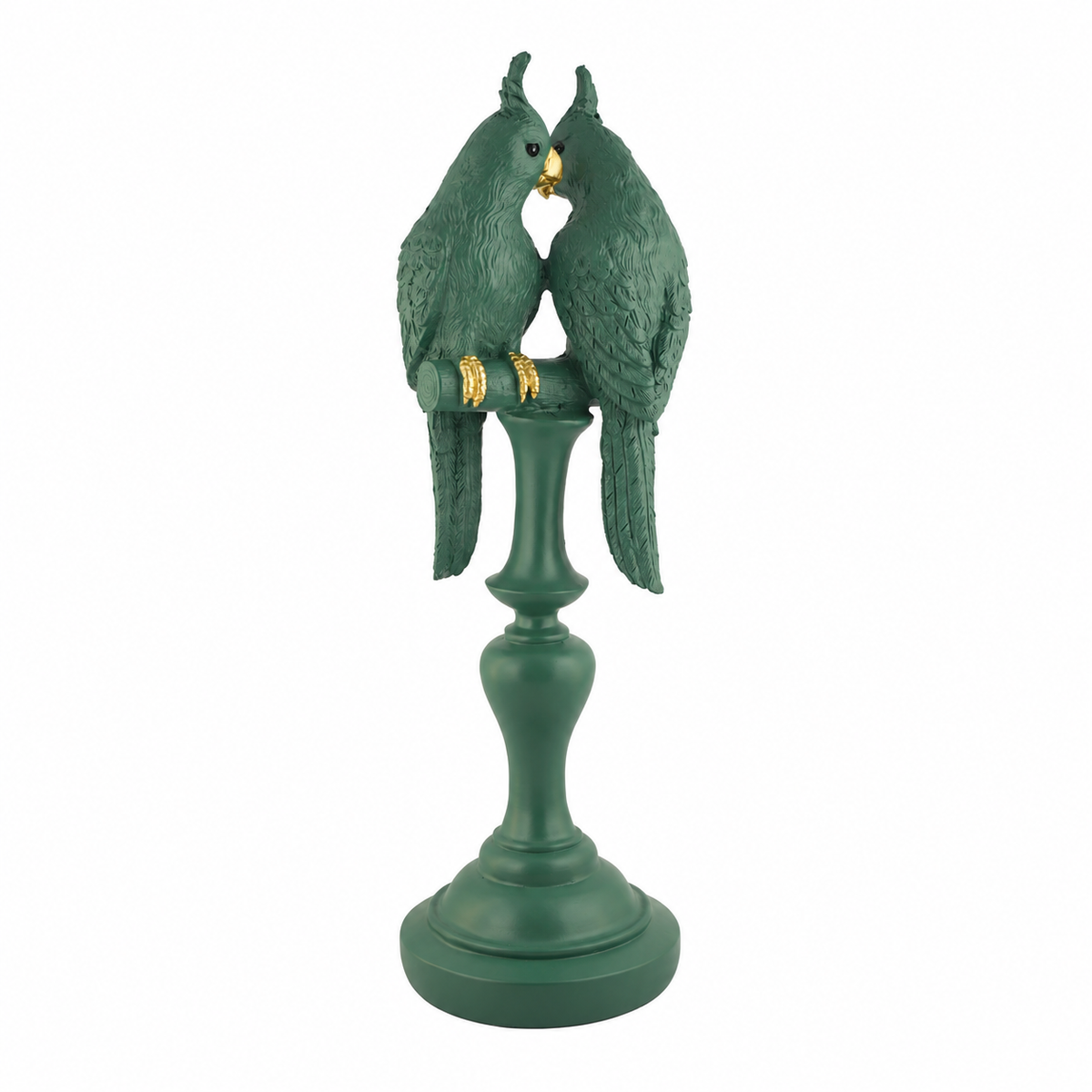 Parrot Couple Figurine on Pedestal Stand