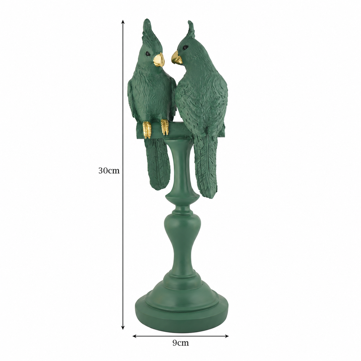 Parrot Couple Figurine on Pedestal Stand