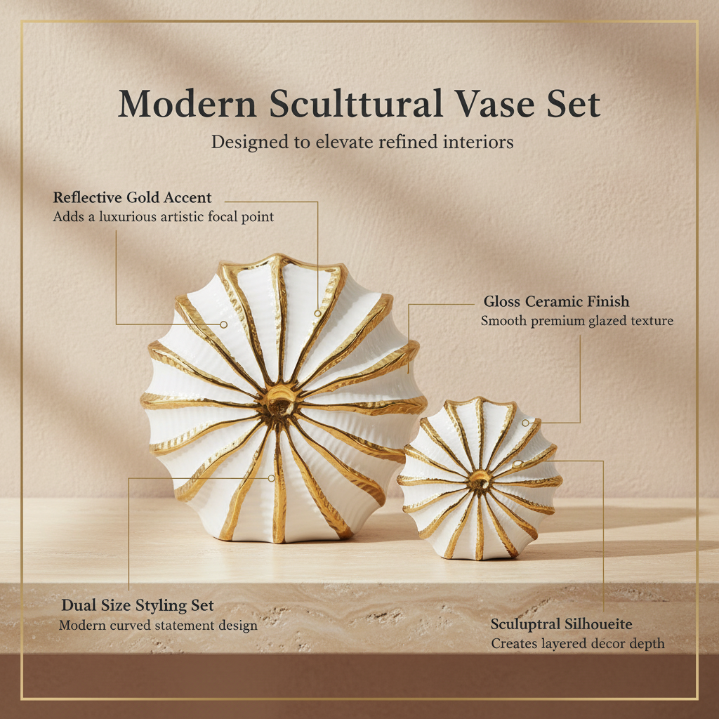 Shell Luxe Ceramic Vase Set